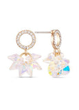  AAA Zircon Circle with Colorful Austria Crystal Beads 18K Gold Plated Ear Studs, Micro Pave