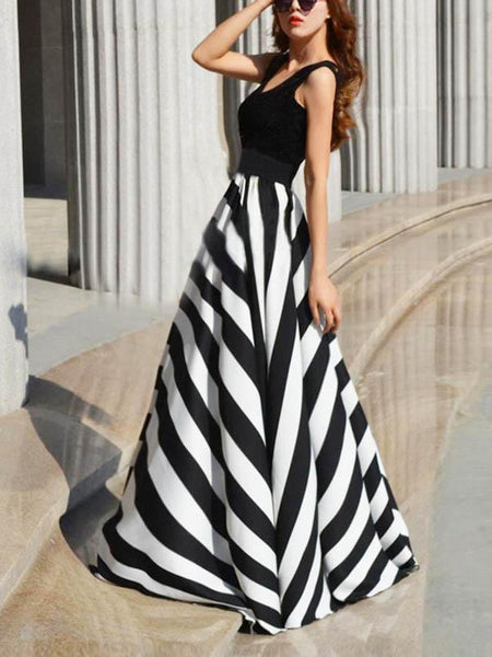 Split-joint Sleeveless Evening Dress