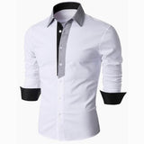 Long Sleeve Designer Shirts for Men Business Casual Solid Color Turn-Down Slim Fit 