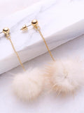 Hot Sale Beige Pom Pom Drop Earrings