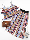 Tiered Flounce Striped Top and Pants Set