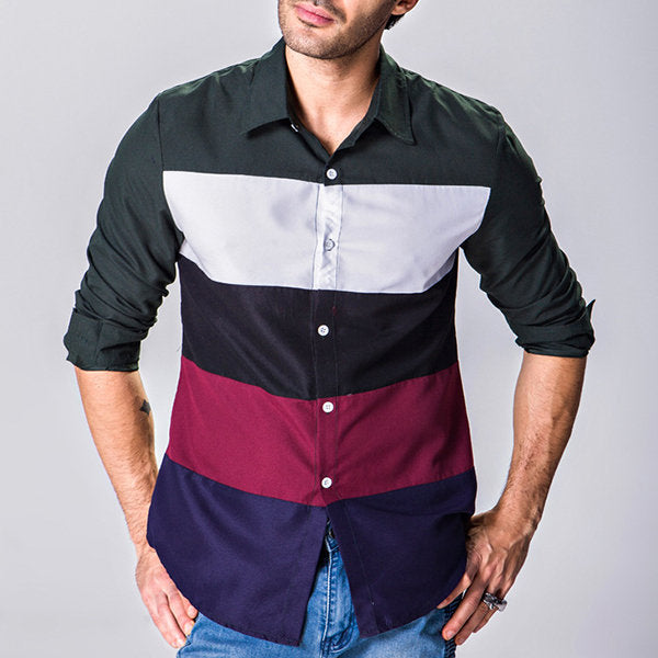 Designer Slim Fit Formal Casual Stitching Dress Shirt for Men