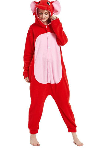 WOMEN CARTOON SIAMESE PAJAMAS RED ELEPHANT