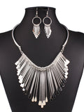 Cheap Metal Tassel Necklace And Earrings Set