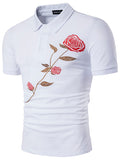 Cheap Polo Collar Embroidery Floral T-Shirts