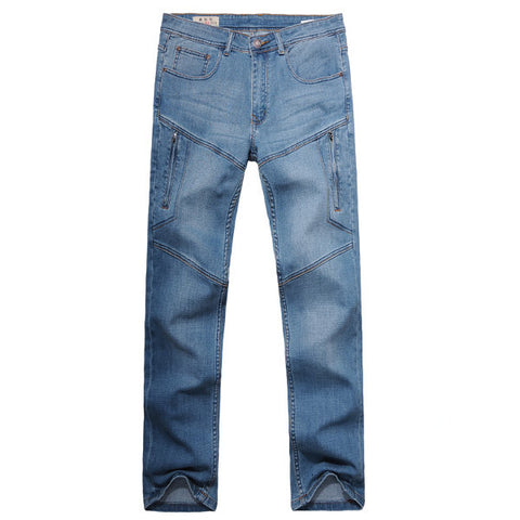 Multi-Pockets Plus Size Elastic Jean  Fashion Thin Loose Straight Leg 