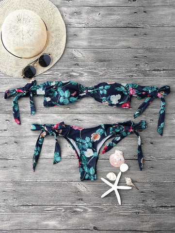 Garden Print Off The Shoulder Bikini Set