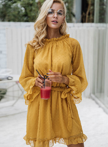 Lace Up Backless Mesh Dress Women Elegant Stringy 