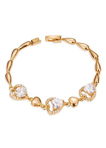 New arrivals Heart with AAA Zircon, Golden 18K Gold Plated Bracelet 