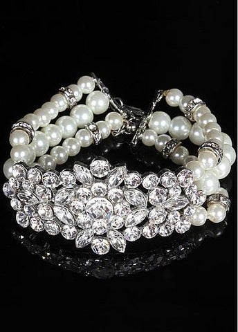 Cute Bracelets With Rhinestones & Pearls Brilliant Alloy 