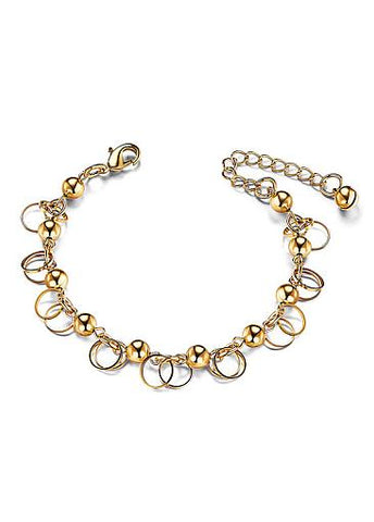 Wonderful Alloy Bracelet, Beads and Circles, Golden