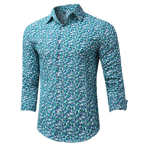 Plus Size Designer Dress Shirt for Men Long Sleeves Slim Fit Turn Down Collar Printing 