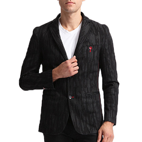 Cotton Printing Blazers for Men Black Casual Business Suits 