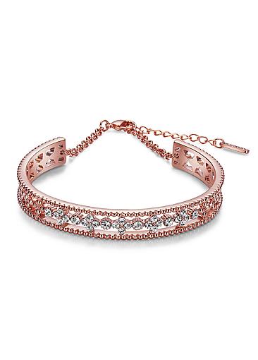 Micro Pave AAA Zircon Clover Rose Gold Gold Plated Arch Bracelet 