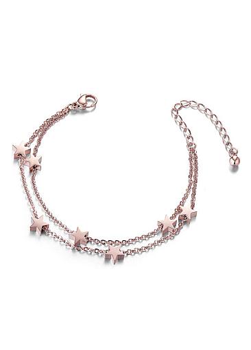 Fashion Stars Rose Gold Titanium Steel Double Layered Bracelet 