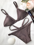 Padded V Strap Thong Bikini Set