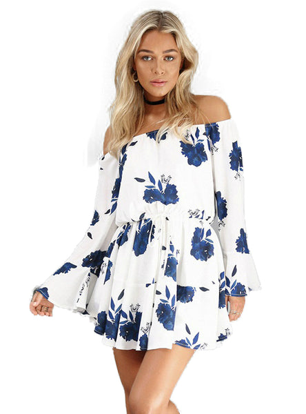Sexy Backless Floral Print Summer Dress 2018