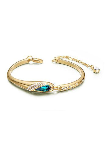 Cheap Micro Pave Zirconia Wing with Sky Blue Austrian Crystal Gold Plated Alloy Bracelet