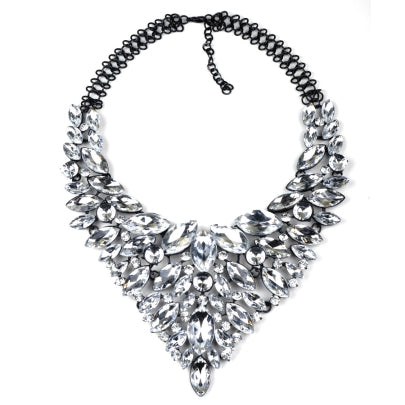 Fathion Exaggerated Rhinestone Feather Necklace