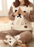 LONG SLEEVE FEMALE CARTOON BEAR ANIMAL PANTS SET