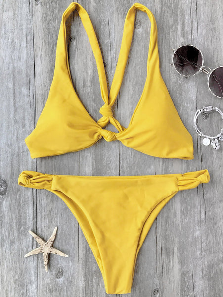 Knotted Padded Scoop Bikini Set