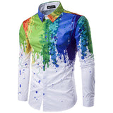 Style Casual Personality 3D Splash Ink Printing Long Sleeve Dress Shirts for Men