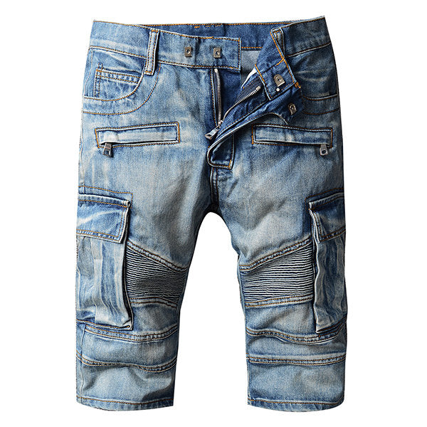 Plus Size Denim Jeans Knee Length Stone Washed 