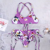Halter Floral Strappy Printed Bikini Set