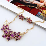 Fathion Flower Rhinestone Necklace and Earrings