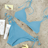 Blue Halter String Bikini Set