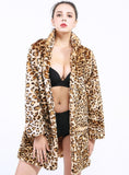 Women Long Sleeve Lapel Ladies Coat Leopard Print Coat