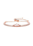  Micro Pave AAA Zirconia Crown and Bowknot Clasp Gold Plated Arch Bracelet