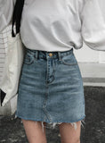 High Waist Skirts Womens Pockets Button Denim 