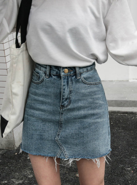 High Waist Skirts Womens Pockets Button Denim 