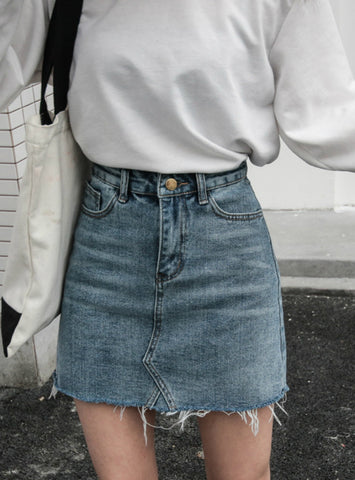 High Waist Skirts Womens Pockets Button Denim 