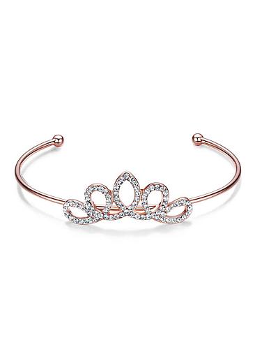 Cheap Micro Pave AAA Zircon Crown, Rose Gold, Gold Plated Cuff Bangle