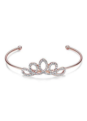Cheap Micro Pave AAA Zircon Crown, Rose Gold, Gold Plated Cuff Bangle