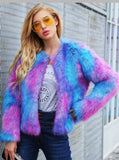Color Mixing Short Coat Long Sleeve Coat 