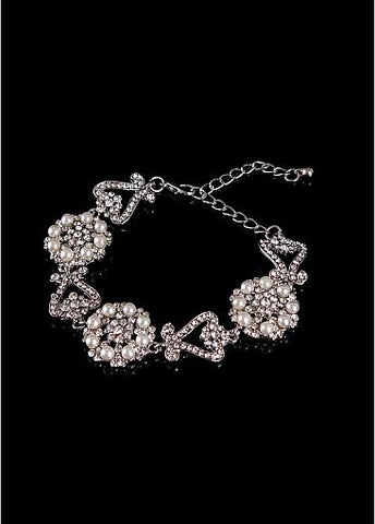 Stylish Bracelets With Rhinestones & Pearls Glamorous Alloy 