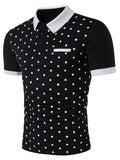 Formal Edging Short Sleeve Polka Dot Print Polo T-Shirt