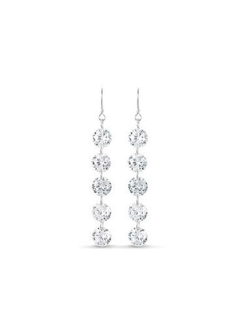 AAA Zircons, Silve Sterling Silver Hook Earrings
