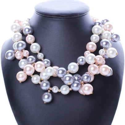  Fathion Large Pearl Irregular Necklace