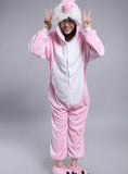 WOMEN RABBIT CARTOON ANIMAL CONJOINED PAJAMA FLANNEL