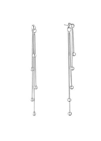 Fashion Tassel with Beads 925 Sterling Silver Stud Earrings 