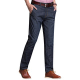 Casual Stylish High Elastic Jeans for Men Black Outdoor Business 