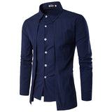 Fashion Designer Shirts for Men Fake Two Pieces Simple Style Casual 