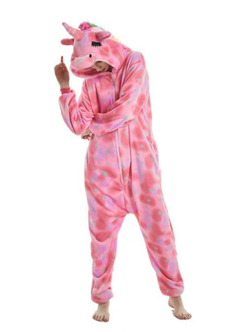 PINK EYES UNICORN WINTER ADULTS ANIMAL PAJAMAS 