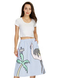 Women Sweet Coconut Tree Print Striped Skirts