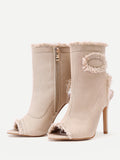 Cheap Raw Trim Denim Stiletto Heels