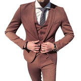 Solid Color Dress Blazer Suit for Men Three Pieces Bussiness Wedding Slim Fit 